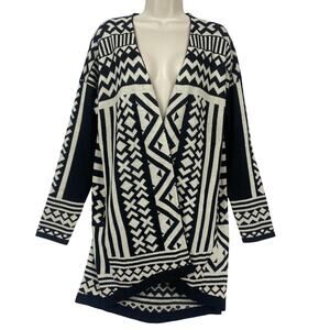 Evolution Cyrus Cardigan Sweater Womens Large Aztec Long Soft Wool Black Boho